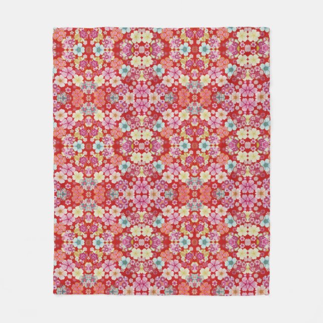 Manta Polar Falln Crimson Floral Chirimen (Anverso)