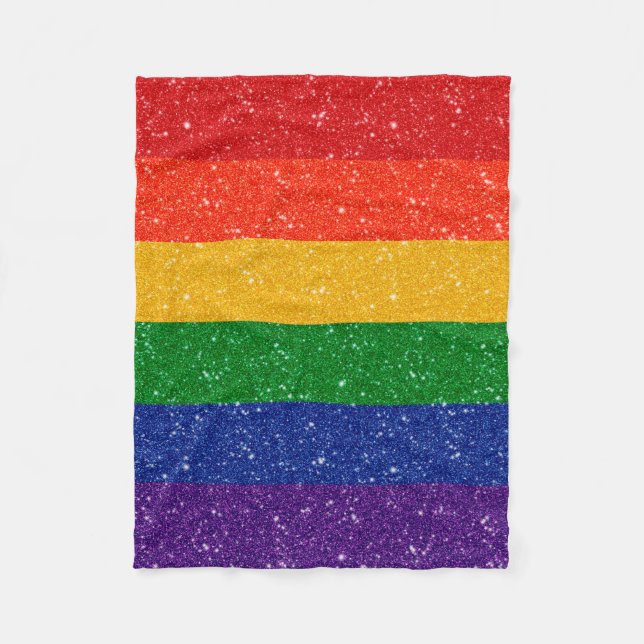 Manta Polar Falsa Purpurina LGBTQ Orgullo Bandera Arcoiris (Anverso)