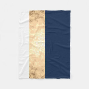Manta Polar falso oro elegante, azul marino, rayas blancas