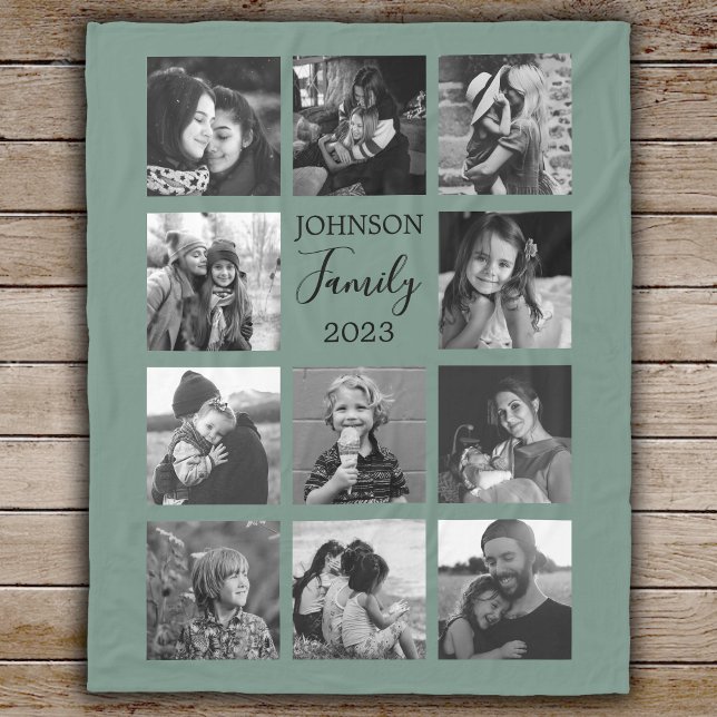 Manta Polar Familia 11 Collage de fotos Dusty Green Fleece Bla (Subido por el creador)