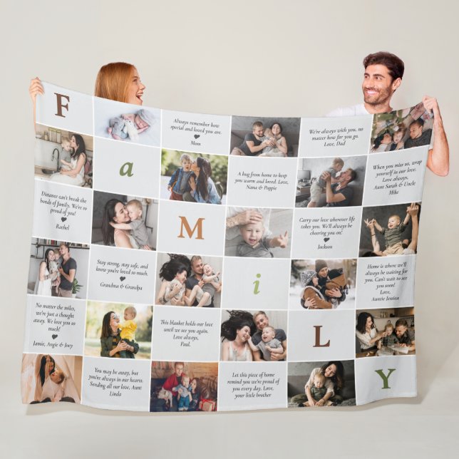 Manta Polar Familia 18 Collages de fotos y 12 mensajes persona (In situ)