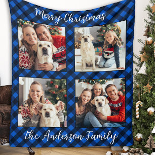 Manta Polar Familia 4 imágenes Navidades de Plaid personalizad