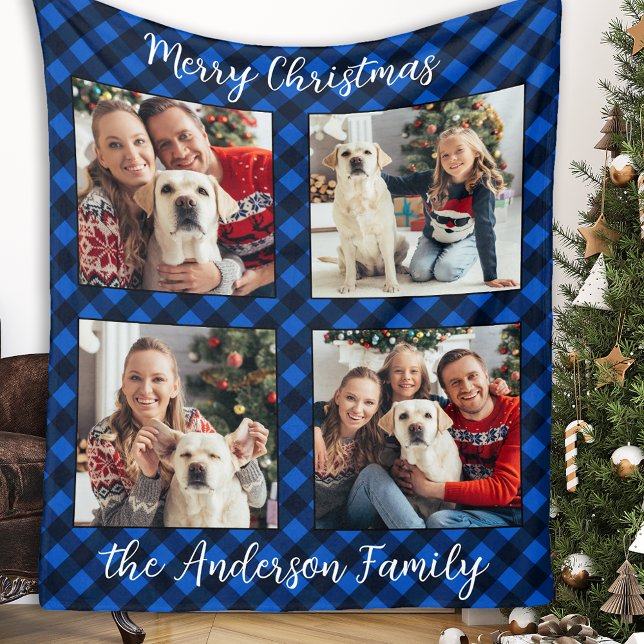 Manta Polar Familia 4 imágenes Navidades de Plaid personalizad (Subido por el creador)