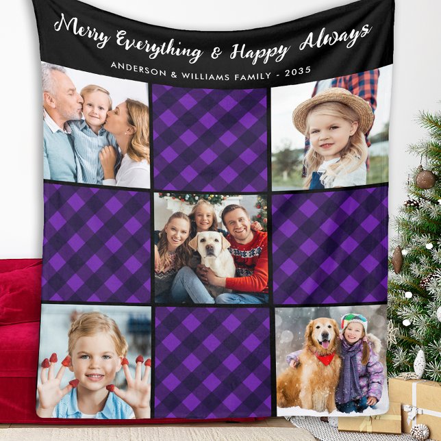 Manta Polar Familia 5 Imagen Personalizada Holiday Plaid Quilt (Subido por el creador)
