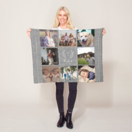 Manta Polar Familia 8 collage de fotos nombre de monograma rús