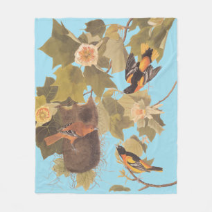 Manta Polar Familia Baltimore Oriole Audubon con nido