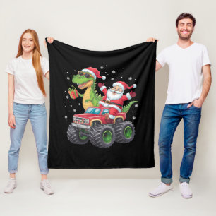 Manta Polar Familia de Navidad Combinando Santa Camión Dinosau