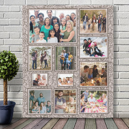 Manta Polar Familia de Oro Vintage Floral Rosa 11 Collage de f