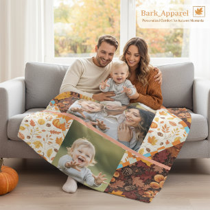 Manta Polar Familia de Otoño Personalizada con 3 Fotos