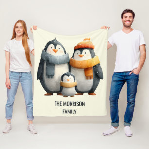 Manta Polar Familia de Pingüinos de Invierno Acogedora