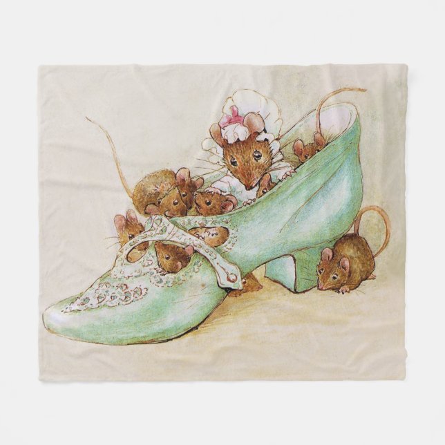 Manta Polar Familia del ratón en un zapato por Beatrix Potter (Frente (Horizontal))