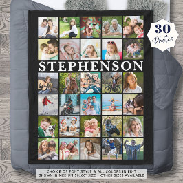 Manta Polar Familia moderna 30 Collage de fotos negro