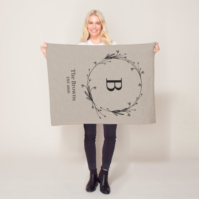 Manta Polar Familia Monograma Personalizado Nombre Rústica (In situ)