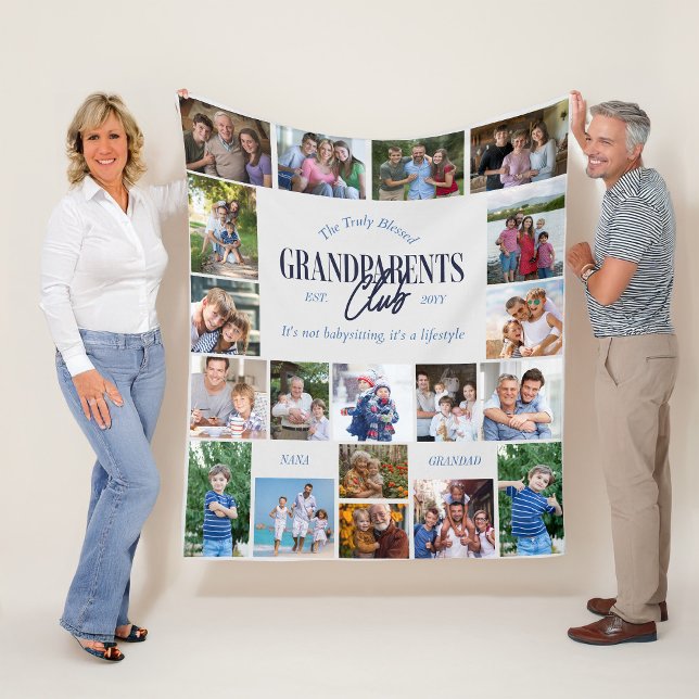 Manta Polar Familia Multifoto Abuelos Club Fun Lifestyle (Grandparents Club photo blanket)
