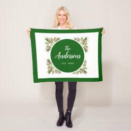 Manta Polar Familia navidad Greenery y Berries