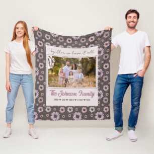 Manta Polar Familia personalizada 1 foto Floral nombre moderno