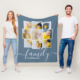 Manta Polar Familia personalizada de 9 Collages de fotos estab
