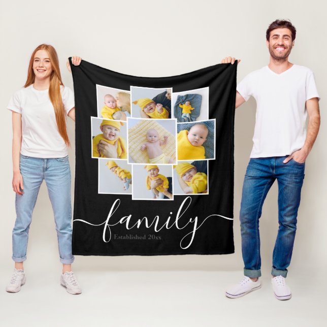 Manta Polar Familia personalizada de 9 Collages de fotos estab (In situ)