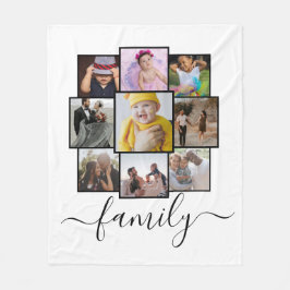 Manta Polar Familia personalizada de Collage de fotos de texto