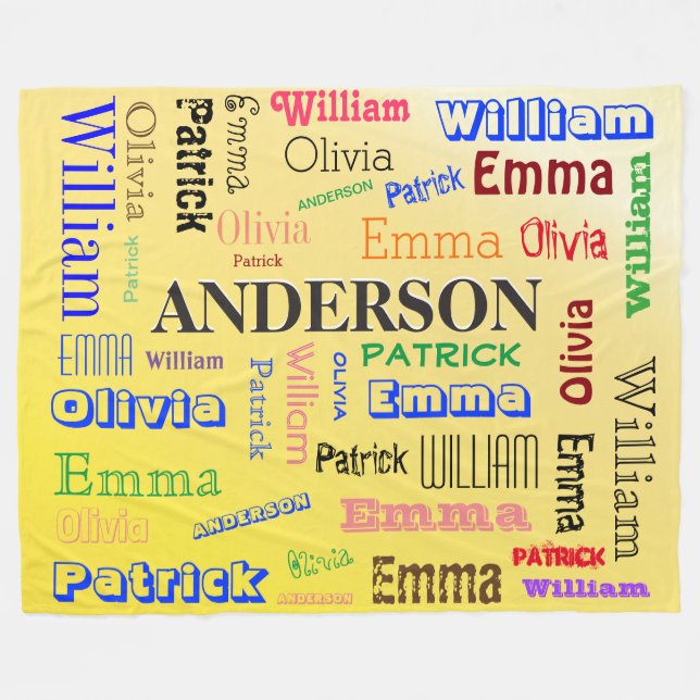 Manta Polar Familia personalizada 🏡 nombre 💖 palabra nube am (Frente (Horizontal))