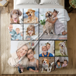 Manta Polar Familia personalizada personalizado 14 Collage de 
