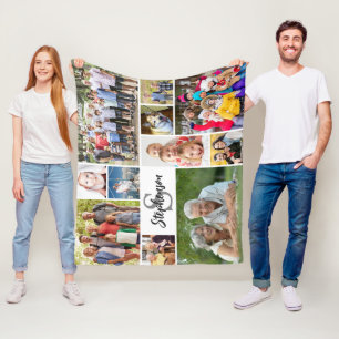 Manta Polar Familia Personalizada Única 11 Collages de fotos S