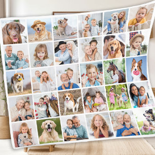 Manta Polar Familia personalizado 30 Recuerdos de Collage de f