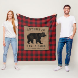 Manta Polar Familia Rustic Bear Cabina Red Buffalo Plaid Burla
