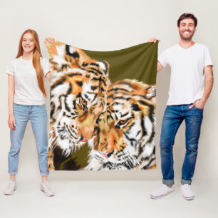 Manta Polar Familia Tigers Fleece Blanket Couple