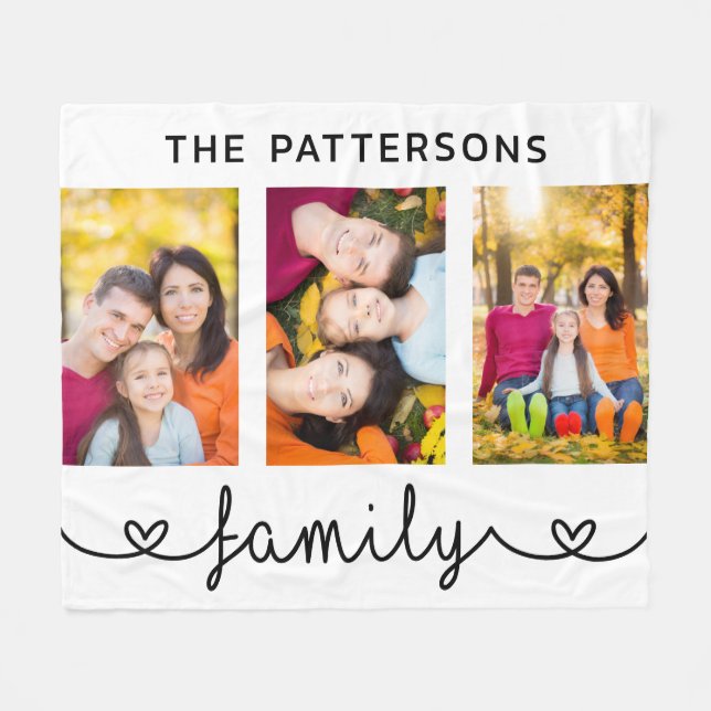 Manta Polar Family 3 Photo Template Personalized Script (Frente (Horizontal))