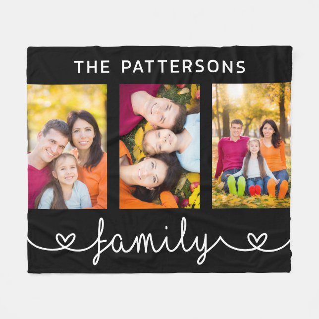 Manta Polar Family 3 Photo Template Personalized Script (Frente (Horizontal))