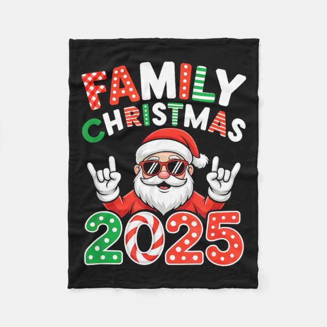 Manta Polar Family Christmas 2025 Rocker Santa Sungles Matchin (Anverso)