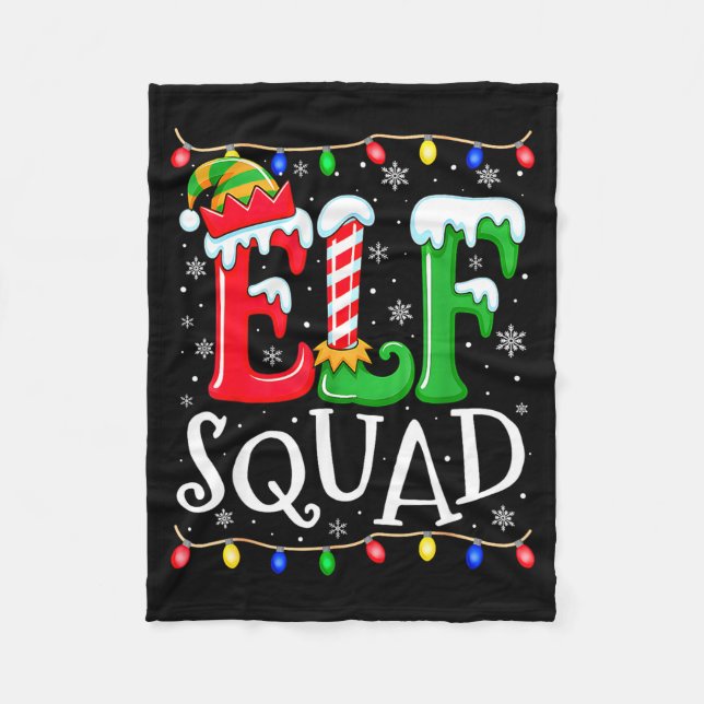 Manta Polar Family Christmas Matching Pajamas Elf Xmas Squad  (Anverso)
