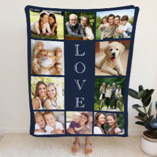 Manta Polar Family Love Multi-Photo Collage Modern Blue