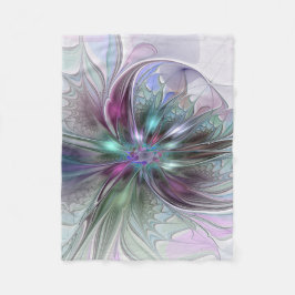 Manta Polar Fantasía colorida Resumen Flor Fractal Moderna
