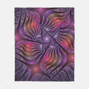 Manta Polar Fantasía colorida Resumen Trippy Purple Fractal