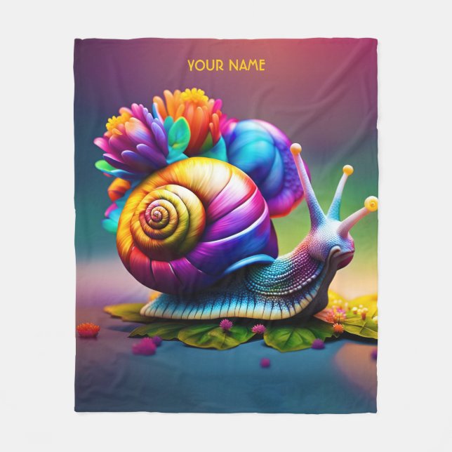 Manta Polar Fantasía Cute Snail Con Flores (Anverso)