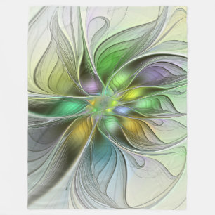 Manta Polar Fantasia de flores coloridas abstractas modernas y