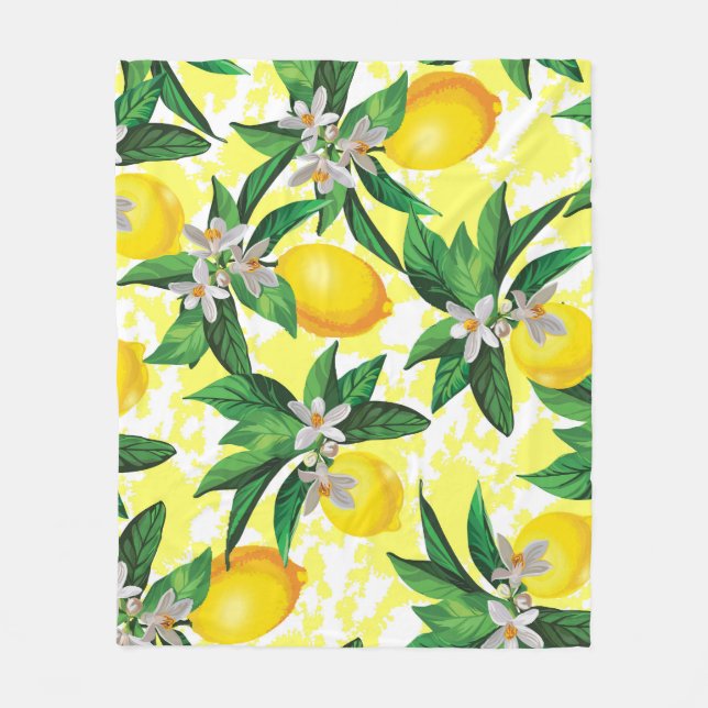 Manta Polar Fantasía de limón: Patrón floral creativo (Anverso)