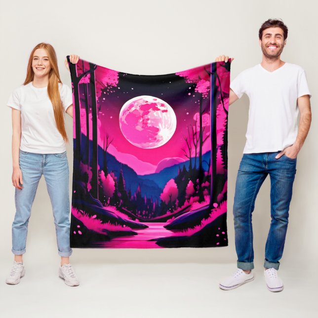 Manta Polar Fantasía de Luna Rosa (In situ)