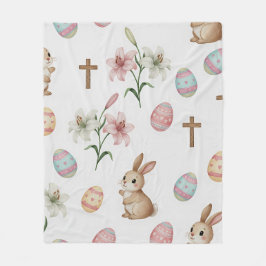 Manta Polar Fantasía de Pascua: Patrón continuo de conejito y