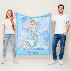 Manta Polar Fantasía de Sirena Hermosa Purpurina del Océano Az