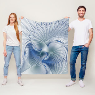 Manta Polar Fantasía dinámica Resumen tonos azules arte fracta