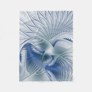 Manta Polar Fantasía dinámica Resumen tonos azules arte fracta