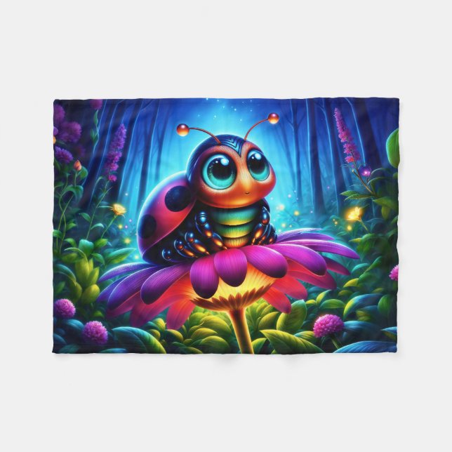 Manta Polar Fantasía fantástica bicho neón soñar naturaleza (Frente (Horizontal))