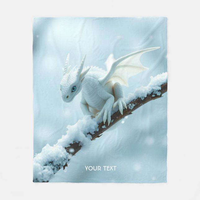 Manta Polar Fantasía lindo Dragón de bebé blanco (Anverso)
