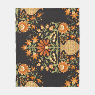Manta Polar Fantasía mogol: Opulencia floral retro