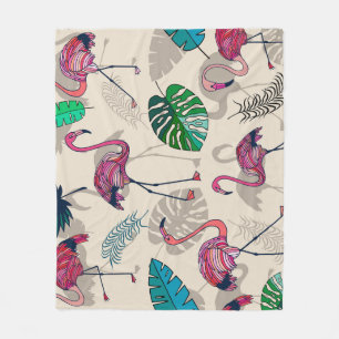 Manta Polar Fantasía tropical: Patrón de hojas de flamenco