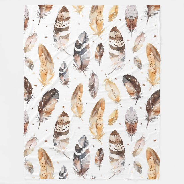 Manta Polar Fantasías nativas de la tribu crema marrón (Anverso)