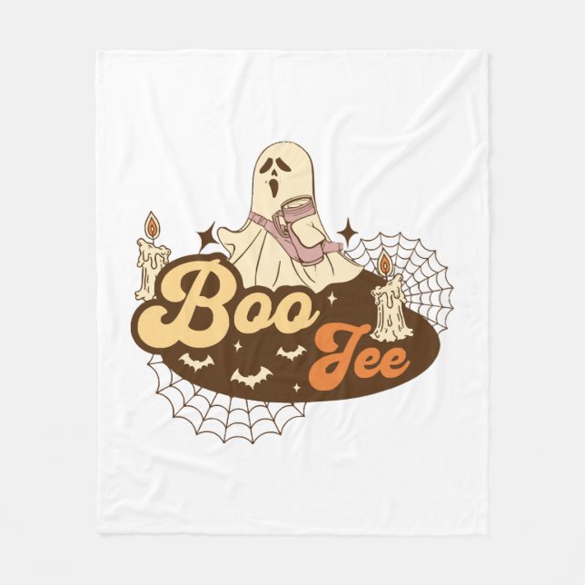 Manta Polar Fantasma Boo-Jee Halloween divertido (Anverso)